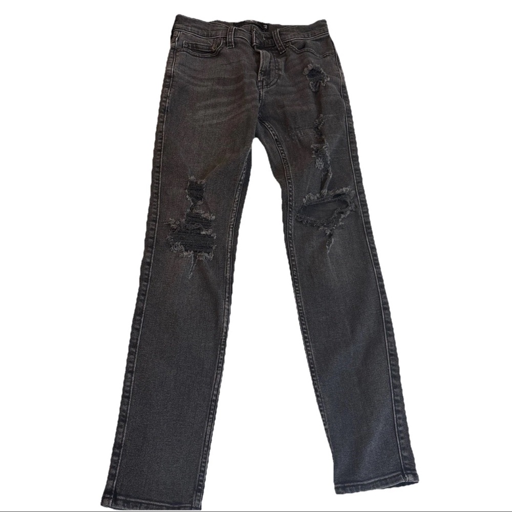 Hollister Co. Teen Jeans 26x30 Black Slim Distressed Destroyed Denim Punk pants